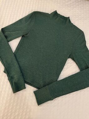 American Eagle Outfitters Evergreen Mock Neck Ribbed Top